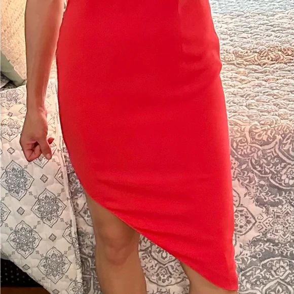 Jay Godfrey fitting sleeveless red dress with asymmetrical hemline size 8 ( new) - Picture 2 of 12
